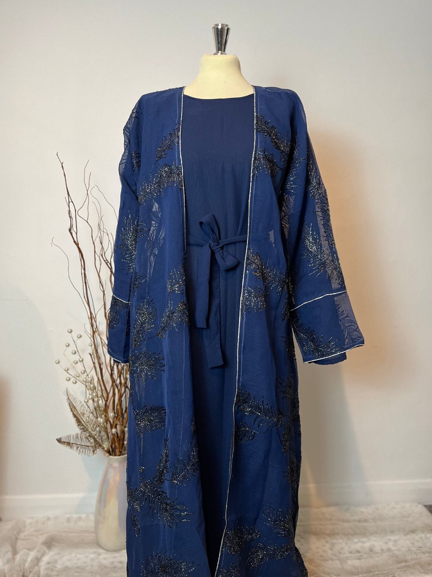 Tawus - 4 Piece Abaya Set in Blue - Rouh London