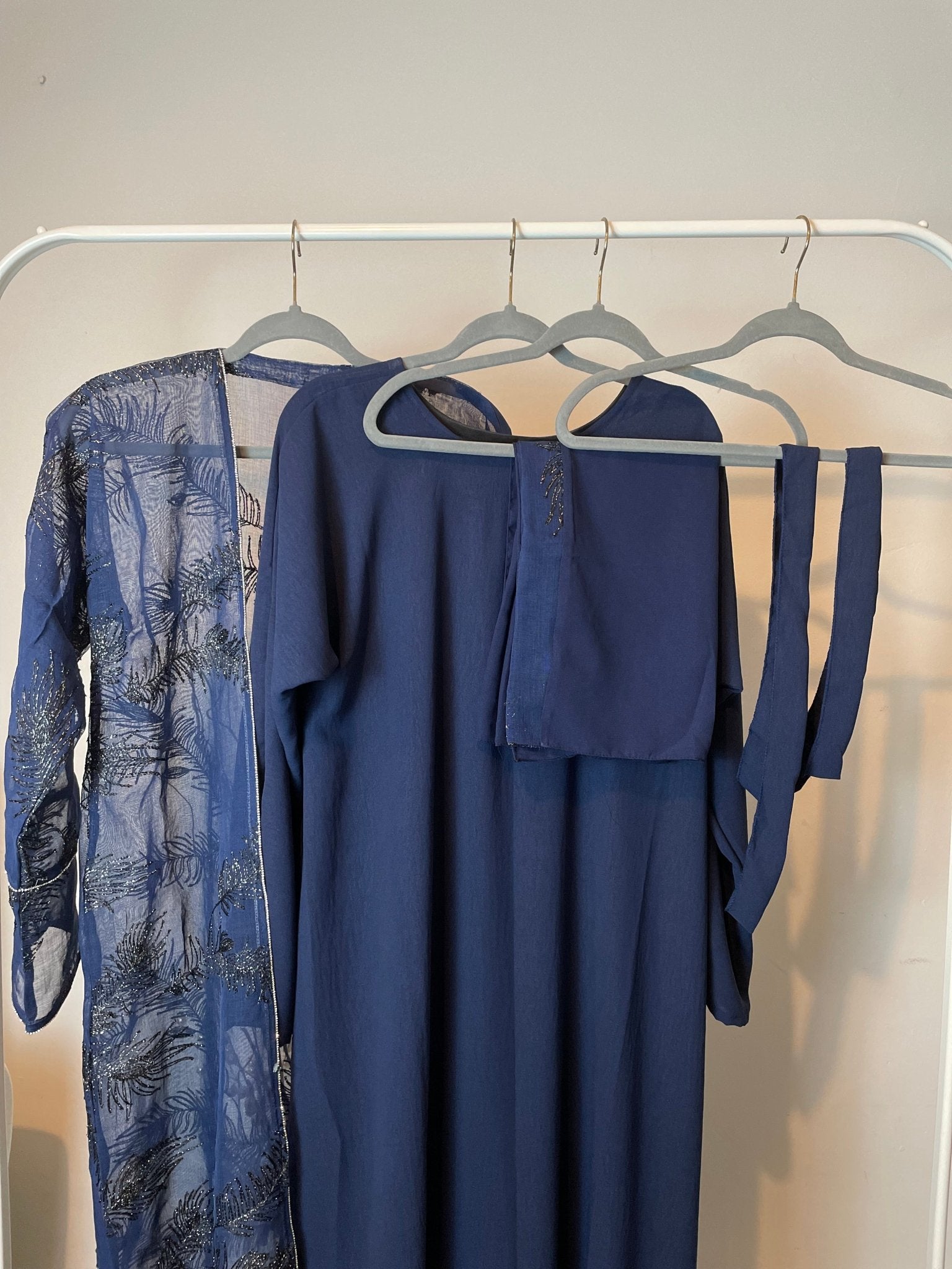 Tawus - 4 Piece Abaya Set in Blue - Rouh London